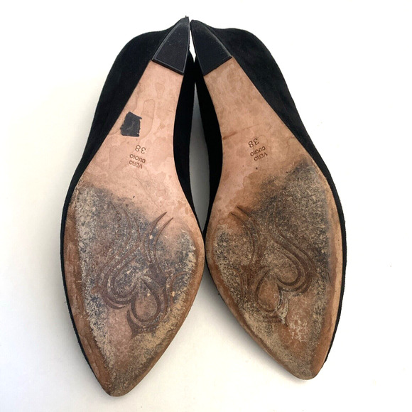 Jean-Michel Cazabat Penny Suede Wedge Heel Pump Point Toe Black 38 - Picture 7 of 7